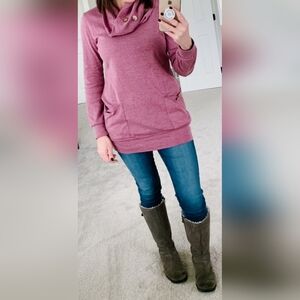 Pink Long Sleeve Button Accent Tunic with Pockets Sz M Cabin- Core #1575/15